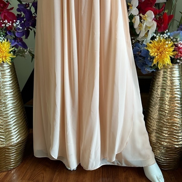 JENNY YOO PALE PINK STRAPLESS SWEETHEART CHIFFON FULL LENGTH FORMAL DRESS 16 - Picture 3 of 7